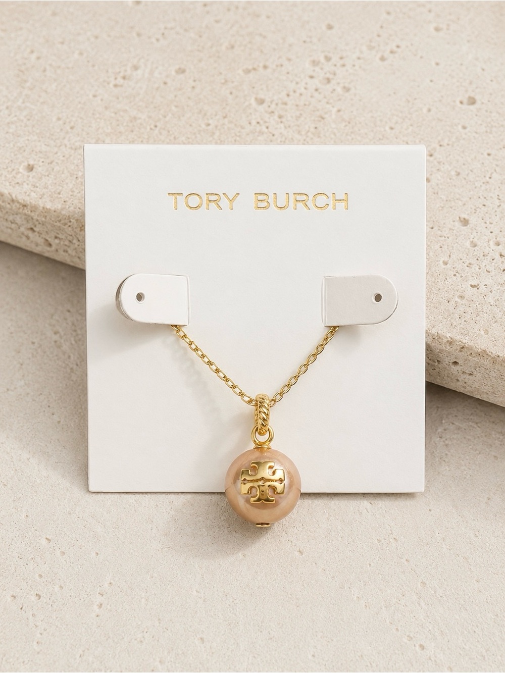 Tory Burch Pearl Logo Chain Necklace – New With Tag